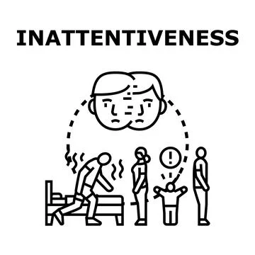 Inattentiveness concept explaining concentration difficulty and lack of focus Stock Illustration