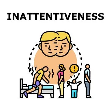 Inattentiveness concept explaining concentration difficulty and lack of focus Stock Illustration
