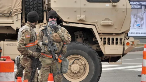 Inauguration Security DC Lockdown National Guard 스톡 동영상 146759510