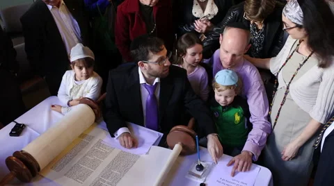 Inauguration of a Torah scroll ceremony 스톡 동영상 66461555