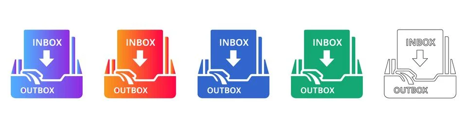 Inbound and Outbound Mailbox System Icons Stock Illustration