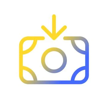 Inbound cash pixel perfect gradient linear ui icon Stock Illustration