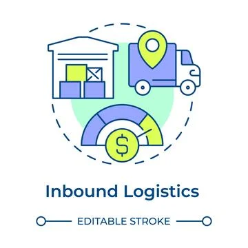 Inbound logistics multi color concept icon Stock Illustration