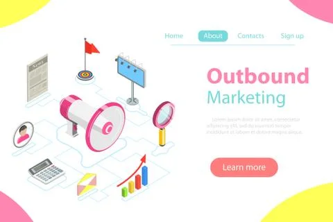Inbound marketing flat isometric vector concept illustration. Stock Illustration