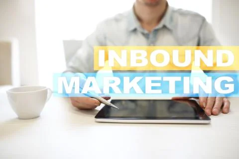 Inbound marketing text on virtual screen. Business and technology concept. Stock-Fotos