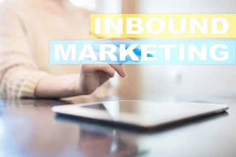 Inbound marketing text on virtual screen. Business and technology concept. 스톡 사진