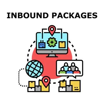 Inbound packages logistics and global delivery management concept Stock Illustration