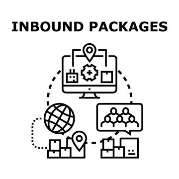 Inbound packages logistics and global delivery management concept Stock Illustration