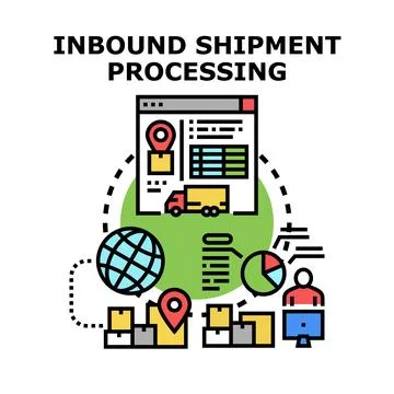 Inbound shipment processing logistics and delivery concept Illustrazione stock