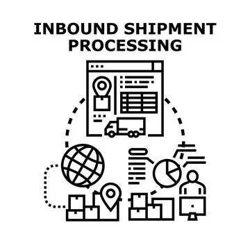Inbound shipment processing logistics and delivery concept Stock Illustration