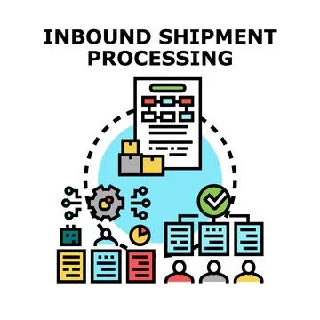 Inbound shipment processing planning and managing logistics Stock Illustration