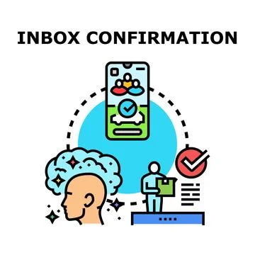 Inbox confirmation process with delivery and online service Stock Illustration