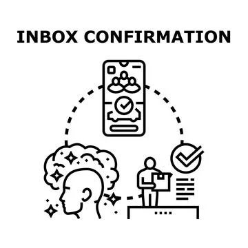 Inbox confirmation process with delivery and online service Stock Illustration