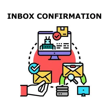 Inbox confirmation process for email delivery and response Stock Illustration