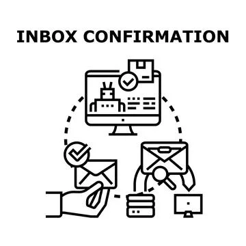 Inbox confirmation process for email delivery and response Stock Illustration
