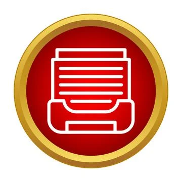 Inbox with documents icon in red circle 스톡 일러스트