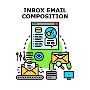 Inbox email composition, communication, and sending concept Stock Illustration