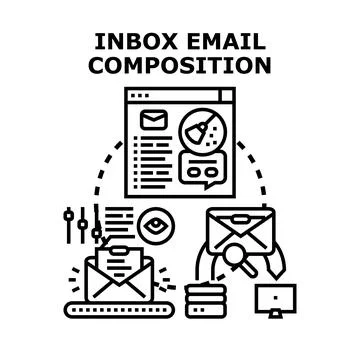 Inbox email composition, communication, and sending concept Stock Illustration