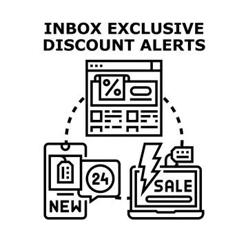 Inbox exclusive discount alerts vector concept 스톡 일러스트