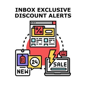 Inbox exclusive discount alerts vector concept Stock Illustration