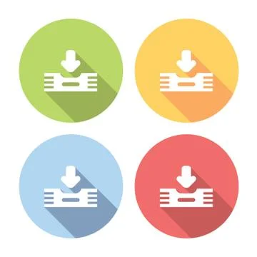Inbox Files FLat Icons Set Stock Illustration