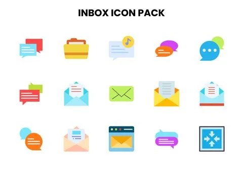 Inbox Flat Graphics Icons Pack Stock Illustration