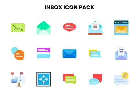 Inbox Flat Scalable Icons Pack Stock Illustration
