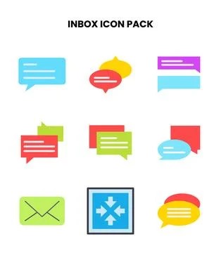 Inbox Flat Set Icons Pack Stock Illustration