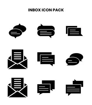 Inbox Glyph Icons Pack Stock Illustration