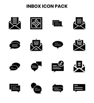 Inbox Glyph Vector Icons Pack Stock Illustration
