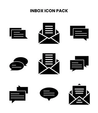Inbox Glyph Vector Icons Pack Stock Illustration
