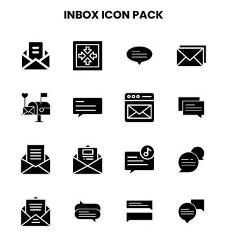 Inbox Glyph Vector Icons Pack Stock Illustration