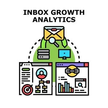Inbox growth analytics concept for email marketing strategy Stock Illustration