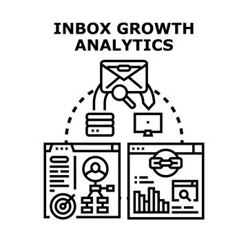 Inbox growth analytics concept for email marketing strategy Stock Illustration