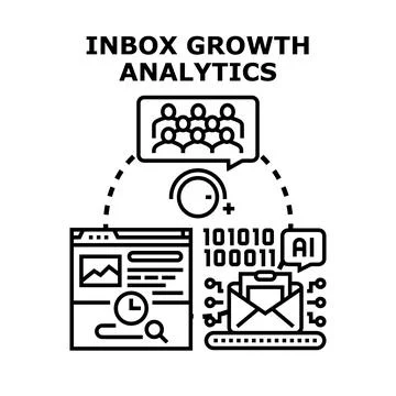 Inbox growth analytics concept vector illustration Stockillustratie