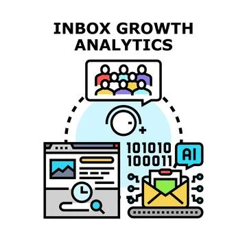 Inbox growth analytics concept vector illustration Stock Illustration