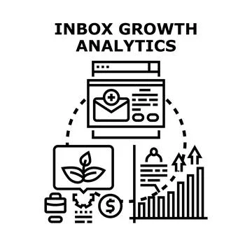 Inbox growth analytics delivering business success Stock Illustration