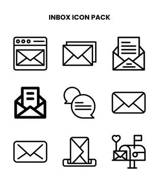 Inbox Line Bundle Icons Pack Stock Illustration