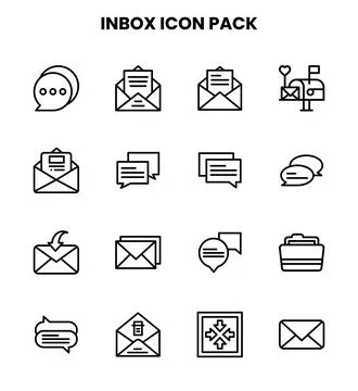 Inbox Line Bundle Icons Pack Stock Illustration