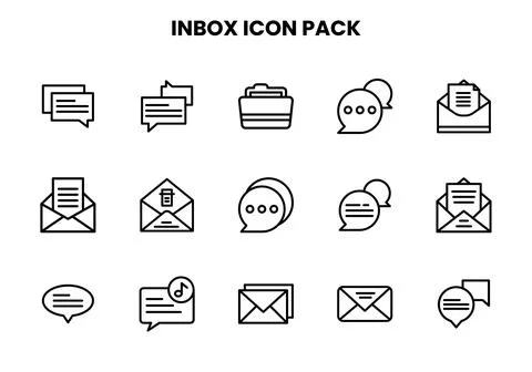 Inbox Line Design Icons Pack Stock Illustration