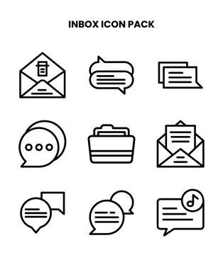 Inbox Line Vector Icons Pack Stock Illustration