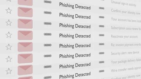Inbox Security Alert: Multiple Phishing Emails Detected in Email Interface Stock Footage 334940853