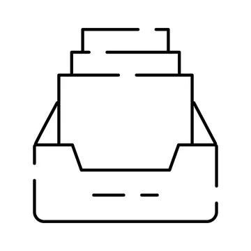 Inbox tray with documents icon organizing paperwork Illustration