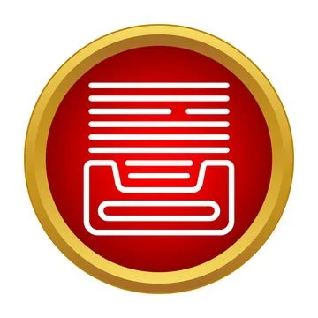 Inbox tray with documents icon in red circle Stock Illustration
