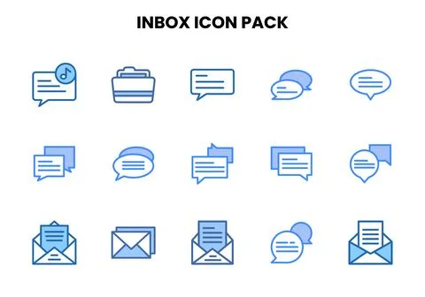 Inbox Two Colour Bundle Icons Pack Stock Illustration