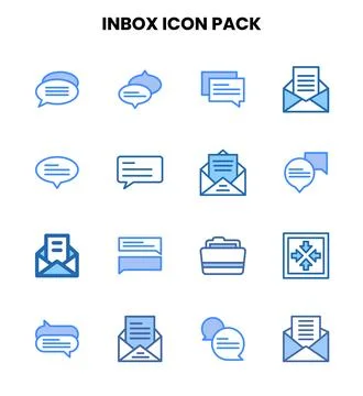 Inbox Two Colour Bundle Icons Pack Stock Illustration