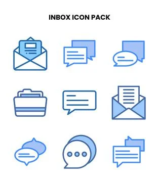 Inbox Two Colour Bundle Icons Pack Stock Illustration