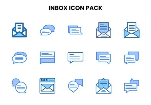 Inbox Two Colour Vector Icons Pack Stock Illustration