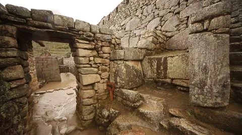 Inca building in Machu Picchu in Peru, south america Stock Footage 63370366