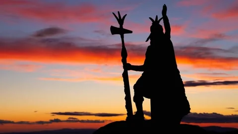Inca King Pachacutec Cusco Square Red Blue Sky At Dusk Time Lapse, Peru Stock Footage 171036633